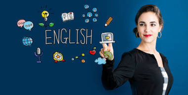 英語概念與商界女強人圖片