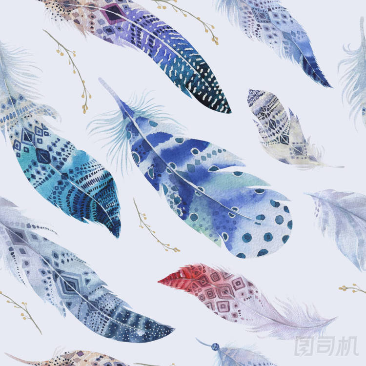 羽毛圖案。水彩的優(yōu)雅背景。水彩畫上校