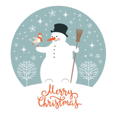 雪人和鳥(niǎo)卡照片