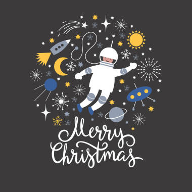  圣诞贺卡与宇航员图片