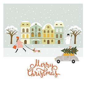 圣诞节和新年的插图