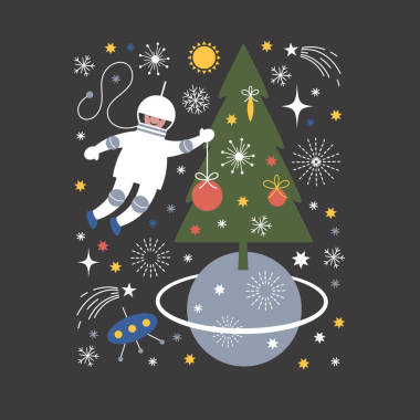 圣誕賀卡與宇航員圖片