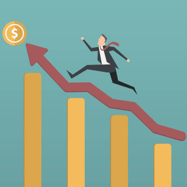 成功的商人，攀爬增長(zhǎng)圖表