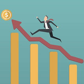 成功的商人，攀爬增长图表