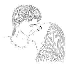 帅哥与一个女孩的吻图片