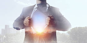 商人和现代城市的曝光。混合媒体