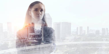 在現(xiàn)代城市背景下的女商人?；旌厦襟w