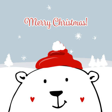 圣诞贺卡与白色圣诞熊图片