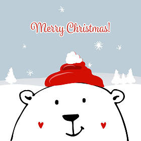 圣诞贺卡与白色圣诞熊图片