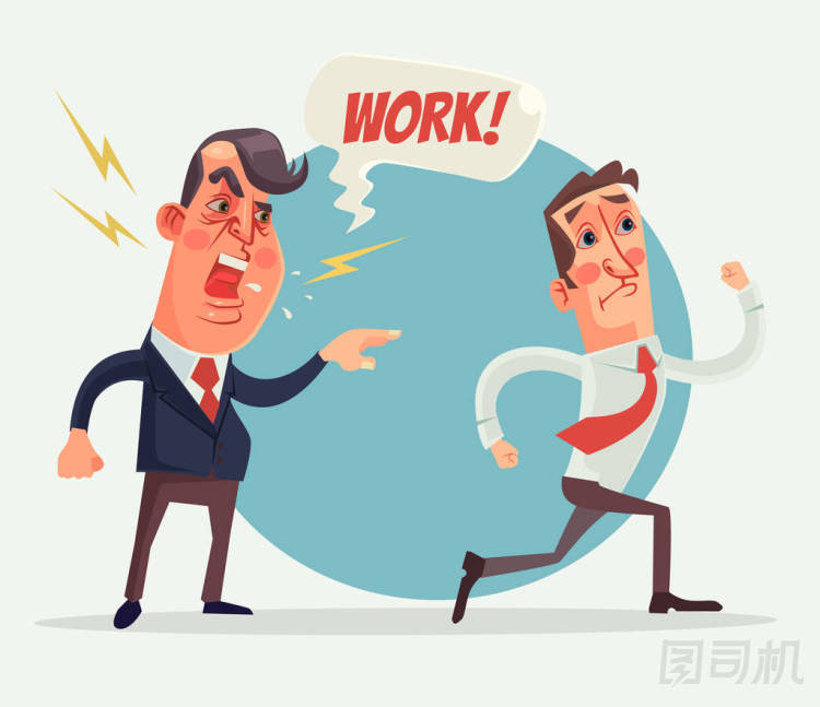 憤怒的老板和雇主字符。矢量平面卡通插畫