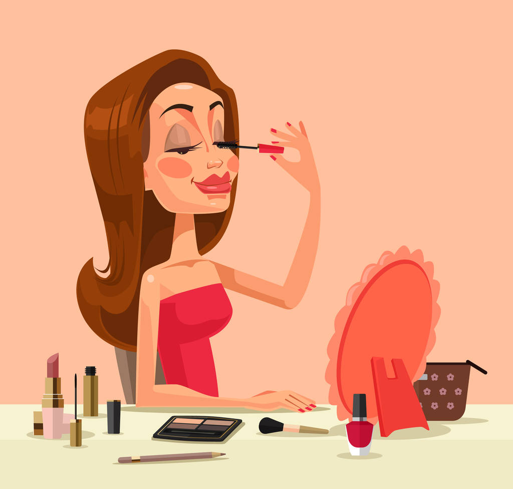 女人性格做。矢量平面卡通插画
