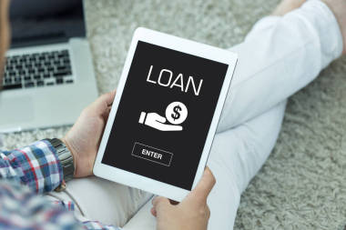 在屏幕上的貸款概念 圖片