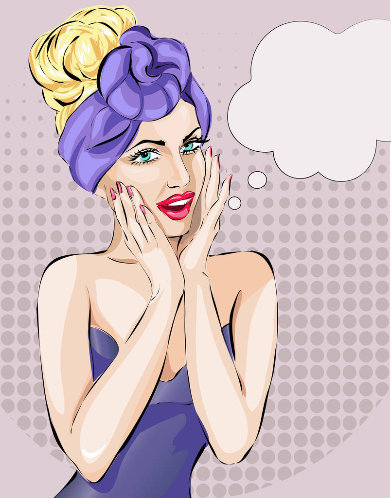 充满神奇针向上讲话泡泡的性感女人矢量 充满神奇针向上讲话泡泡的性感女人矢量