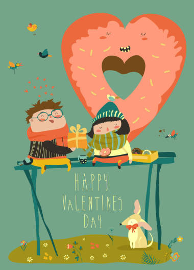 热恋中庆祝情人节的情侣图片