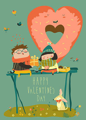 热恋中庆祝情人节的情侣图片