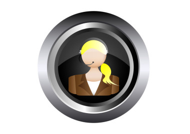 女性打電話給中心的女人電話操作員矢量插圖中黑色按鈕