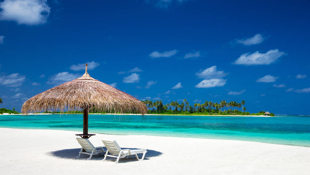 在马尔代夫的热带海滩图片