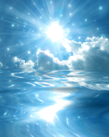 闪闪发光的星星，蓝色的湖图片