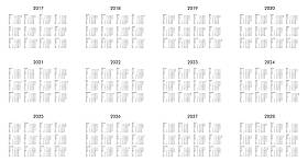 2017 到 2028 年的日历