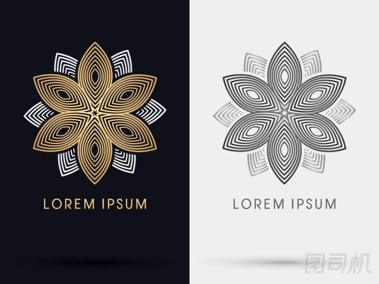 黃金的抽象蓮花標(biāo)志圖片