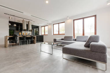 时尚客厅与厨房相结合图片