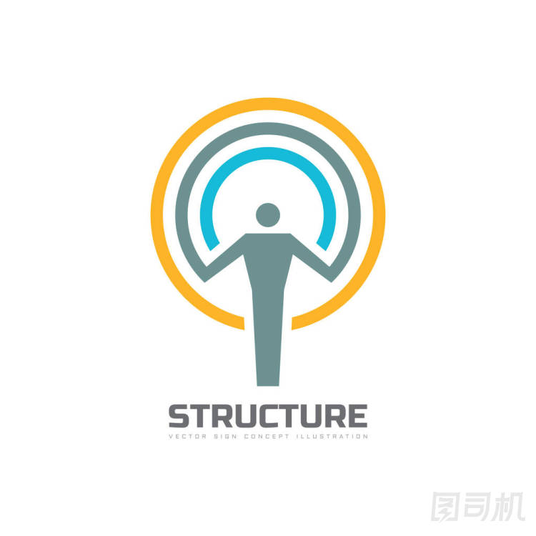 結(jié)構(gòu)-矢量 logo 模板概念插畫。人的性格抽象符號和圈子。人的圖標(biāo)。男人圖符號。設(shè)計元素