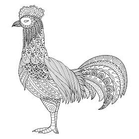为着色书程式化的鸡 zentangle