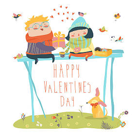 热恋中庆祝情人节的情侣