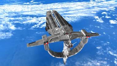 一艘宇宙飛船 3d cg 渲染