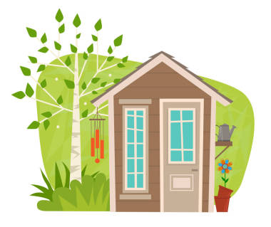 可愛的花園小屋照片