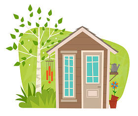 可爱的花园小屋照片