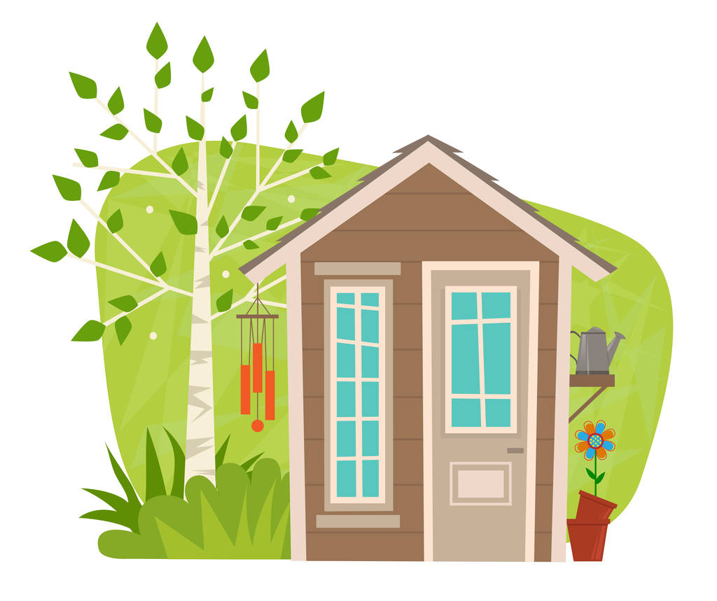 可爱的花园小屋照片