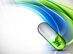 抽象的医学背景与中药胶囊。10 eps