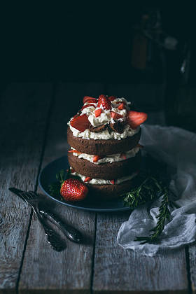 美味的蛋糕草莓 