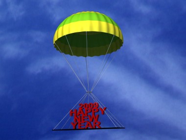 三個三維降落傘與文本圖片