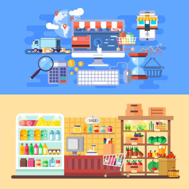 超市和電子商務(wù)的橫幅圖片