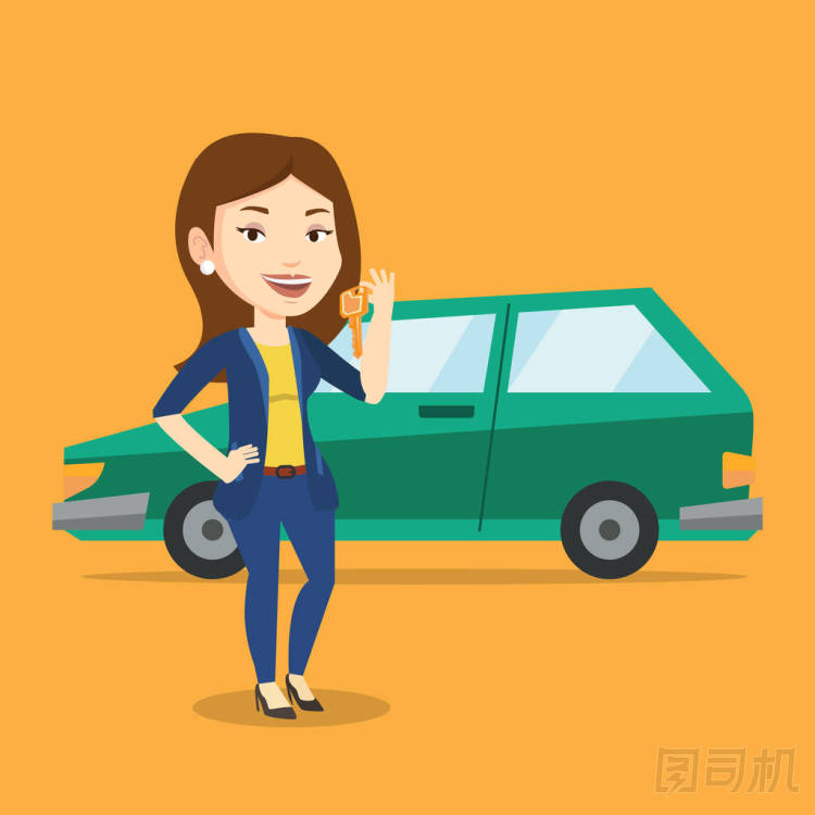 女人堅持她的新車的鑰匙.圖片