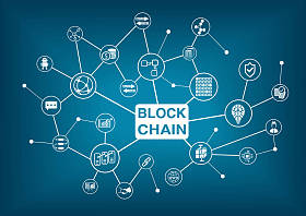 Blockchain 字与图标作为矢量图