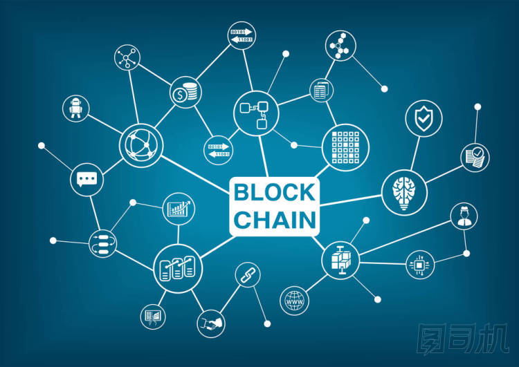 Blockchain 字与图标作为矢量图