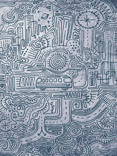 城市迷宮手繪制的插圖