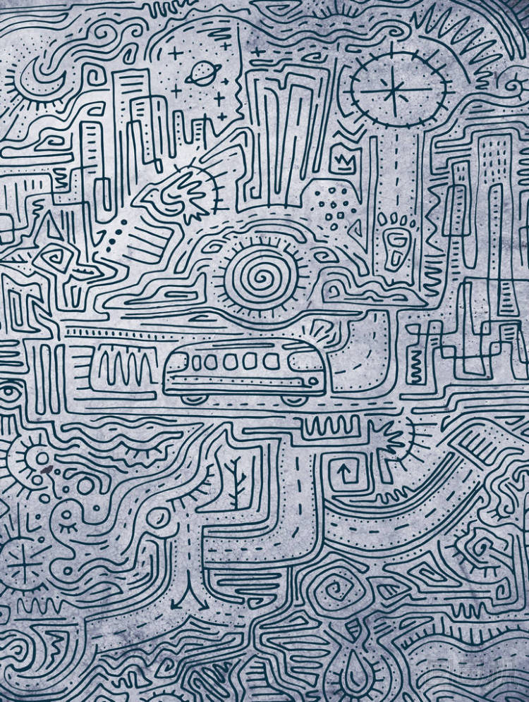 城市迷宮手繪制的插圖