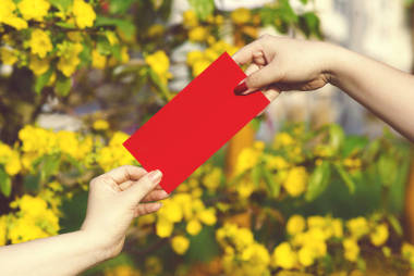 手把錢放進紅色信封-給李安戰(zhàn)俘或紅色數(shù)據(jù)包發(fā)送到一些