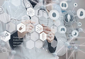 医学医生和虚拟计算机接口