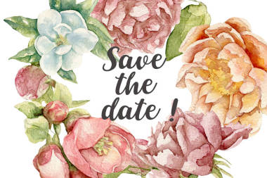 婚礼邀请卡用水彩花图片