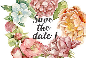 婚礼邀请卡用水彩花图片