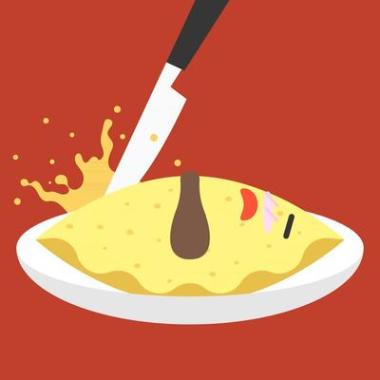 矢量的風趣的人物日本菜、 米飯和煎蛋卷