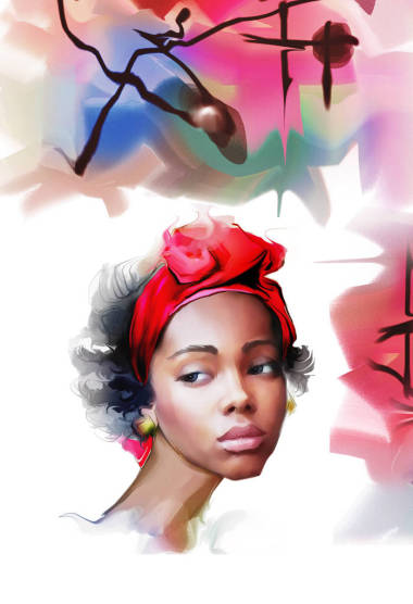  美麗的女人望著遠方 圖片