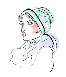 年轻女子在温暖的帽子图片