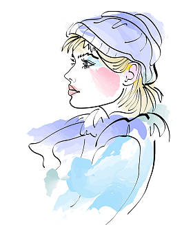 年轻女子在温暖的帽子图片