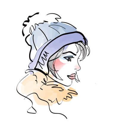 年輕女子在溫暖的帽子